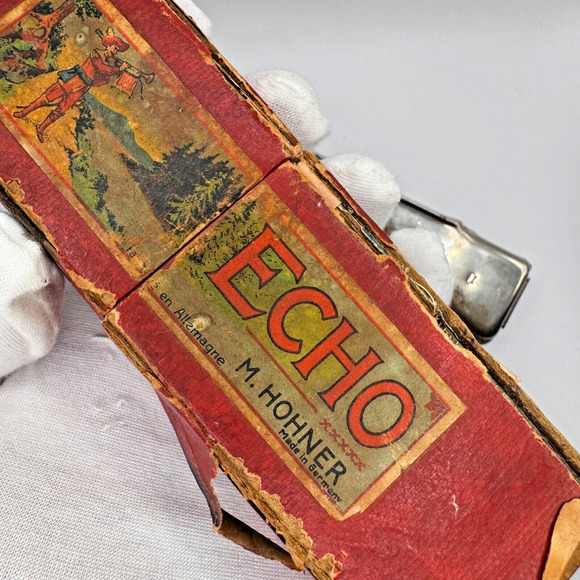 1940s M. Hohner Echo C Key Curved Harmonica Grand Prix Germany Original Box Read - Picture 8 of 16